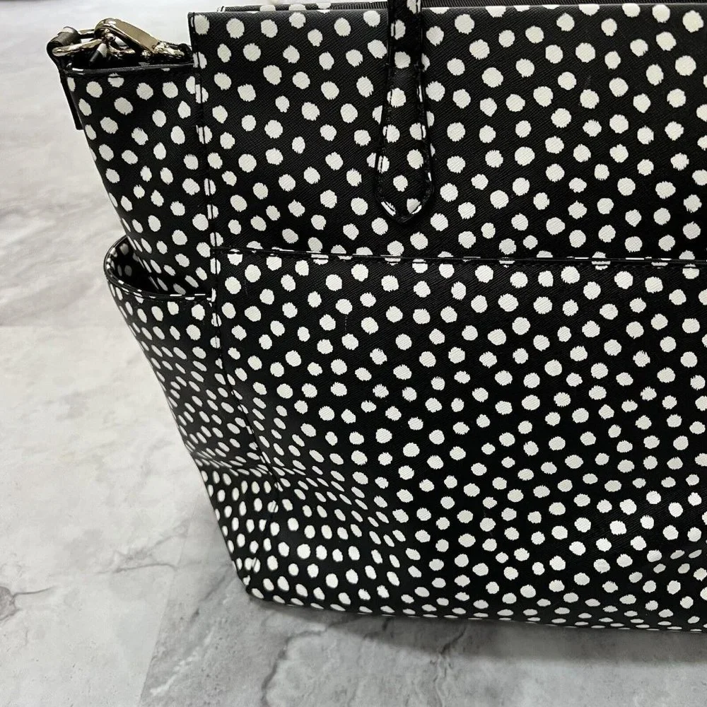 Kate Spade Baby Diaper Bag Black Polka Dot Kaylie Changing Pad Shoulder Strap - Picture 14 of 16